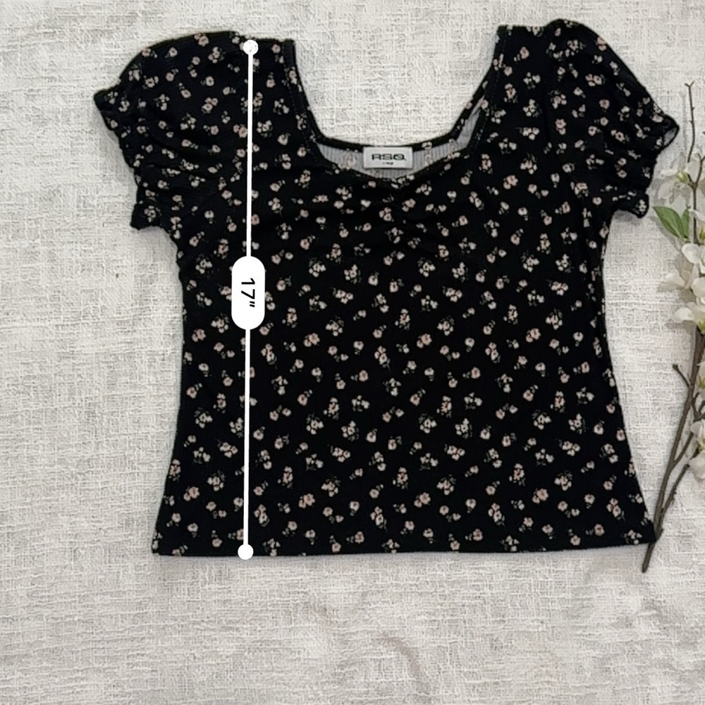 RSQ Girls Ditsy Puff Sleeve Top size kids x-large - Picture 4 of 5